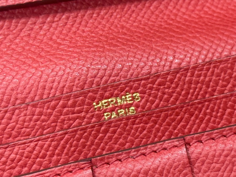 Hermes Bearn H長夾 紅金配橘 方框O刻-4