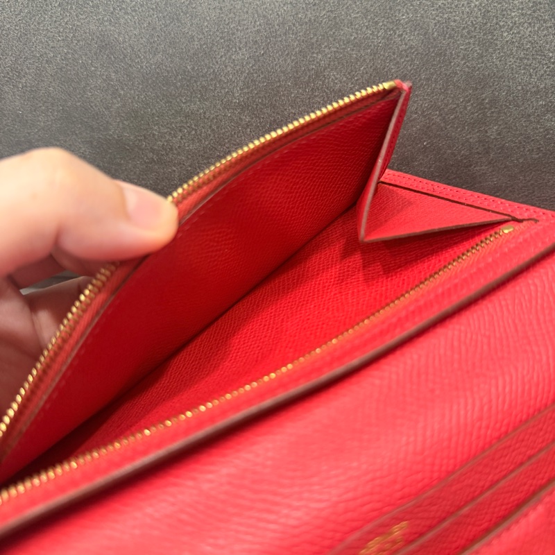 Hermes Bearn H長夾 紅金配橘 方框O刻-8