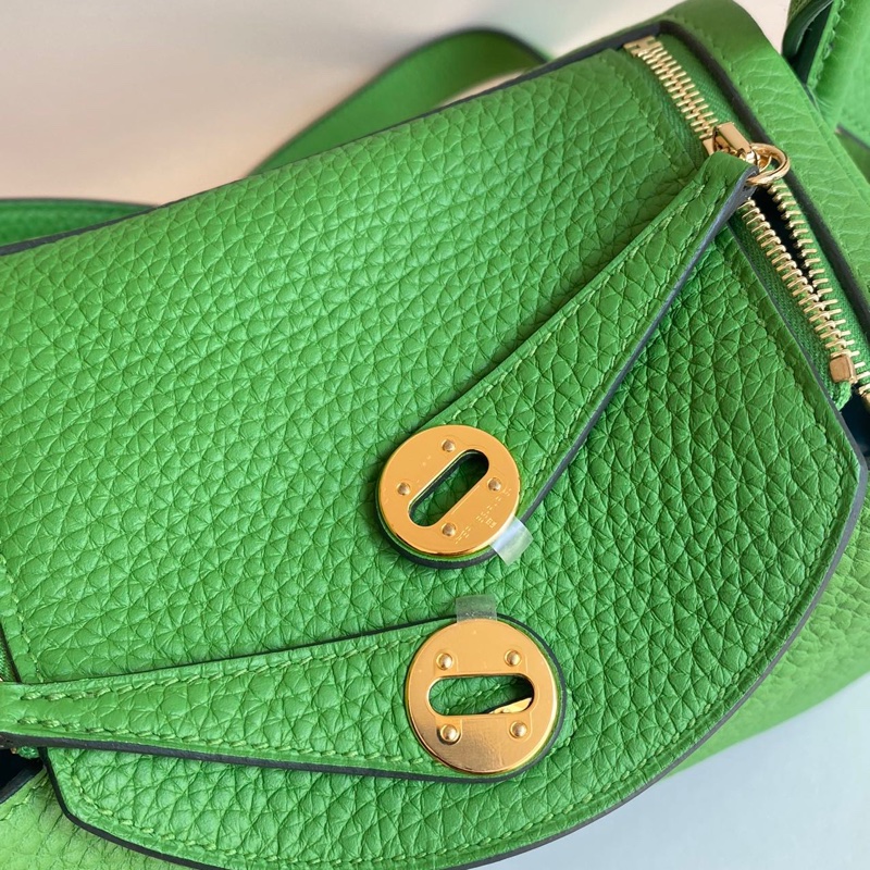 🌈Hermes💚Mini Lindy一代💚A8絲蘭綠金扣🌟全新閑置🌟TC皮🌟愛馬仕🌟-2