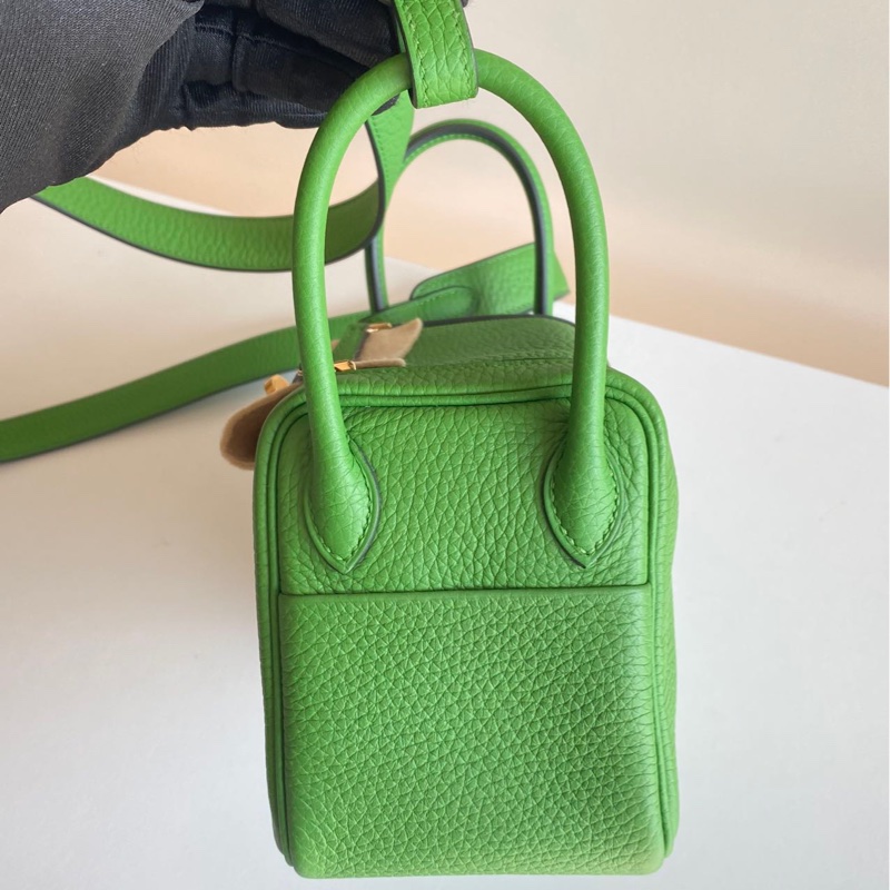 🌈Hermes💚Mini Lindy一代💚A8絲蘭綠金扣🌟全新閑置🌟TC皮🌟愛馬仕🌟-4