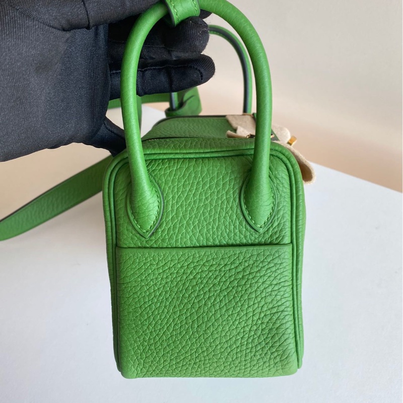🌈Hermes💚Mini Lindy一代💚A8絲蘭綠金扣🌟全新閑置🌟TC皮🌟愛馬仕🌟-5