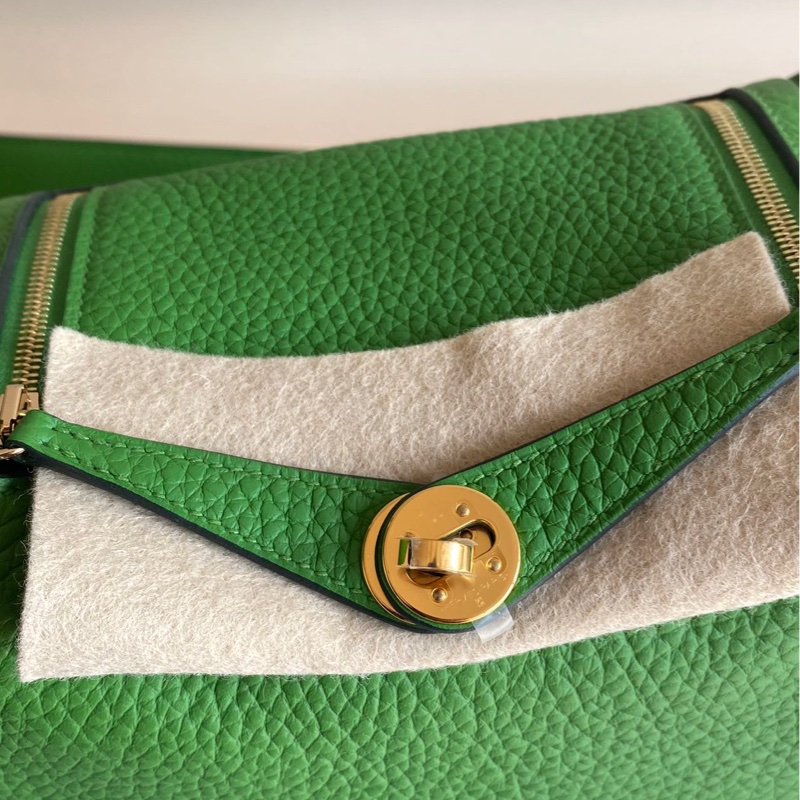 🌈Hermes💚Mini Lindy一代💚A8絲蘭綠金扣🌟全新閑置🌟TC皮🌟愛馬仕🌟-7