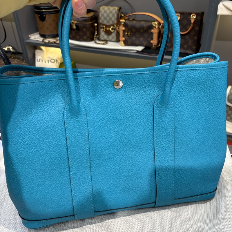 🌈Hermes🩵Garden Party 36🌟藍色銀扣🩵99.5新閑置🌈Negonda皮🌟花園包🌟愛馬仕🌟-1