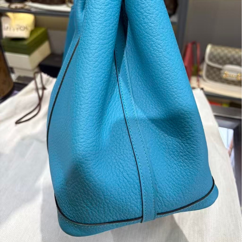 🌈Hermes🩵Garden Party 36🌟藍色銀扣🩵99.5新閑置🌈Negonda皮🌟花園包🌟愛馬仕🌟-5