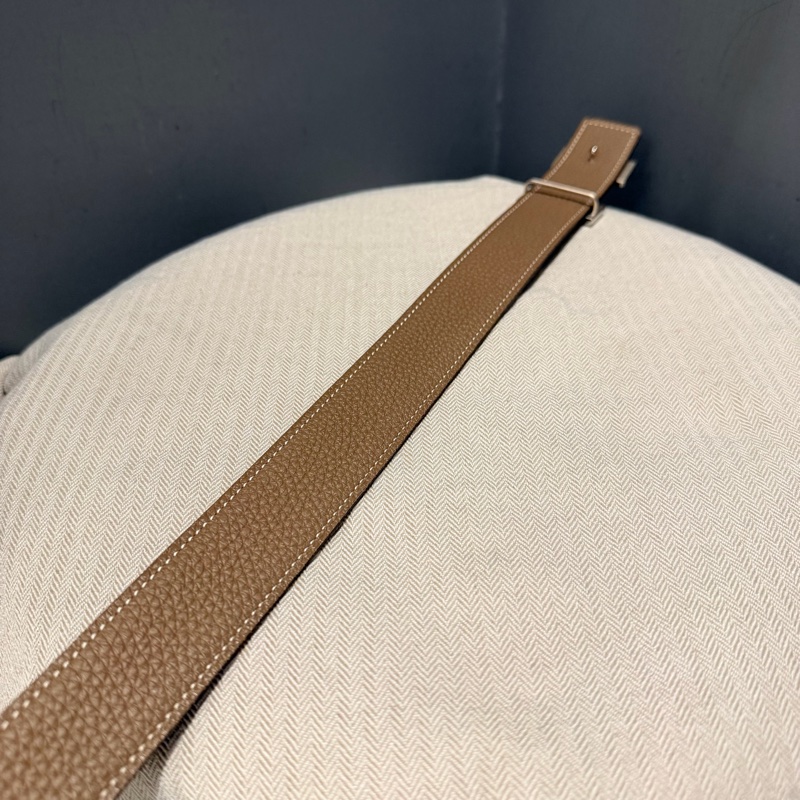 Hermes 愛馬仕 H釦頭 雙面皮帶 黑/大象灰 銀釦-12