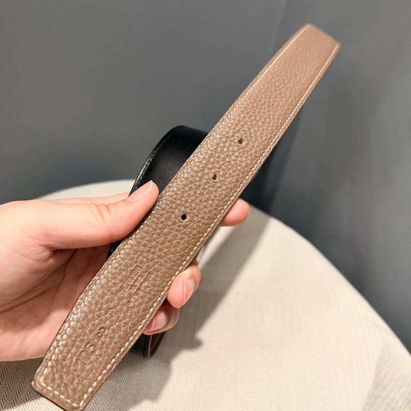 Hermes 愛馬仕 H釦頭 雙面皮帶 黑/大象灰 銀釦-15