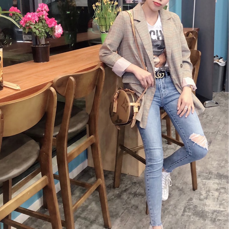 Louis Vuitton LV 拼色大老花 圓餅包 斜背包-43