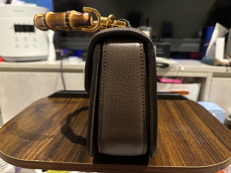 22弄 近全新 GUCCI Bamboo 1947 大標誌 大logo 竹節手提包 兩用 竹節 小包 側背包 斜背包-1