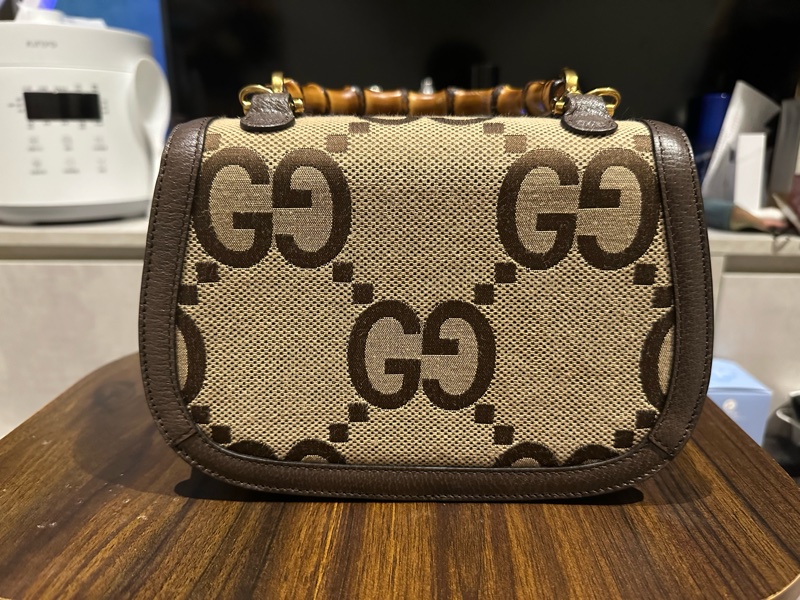 22弄 近全新 GUCCI Bamboo 1947 大標誌 大logo 竹節手提包 兩用 竹節 小包 側背包 斜背包-2