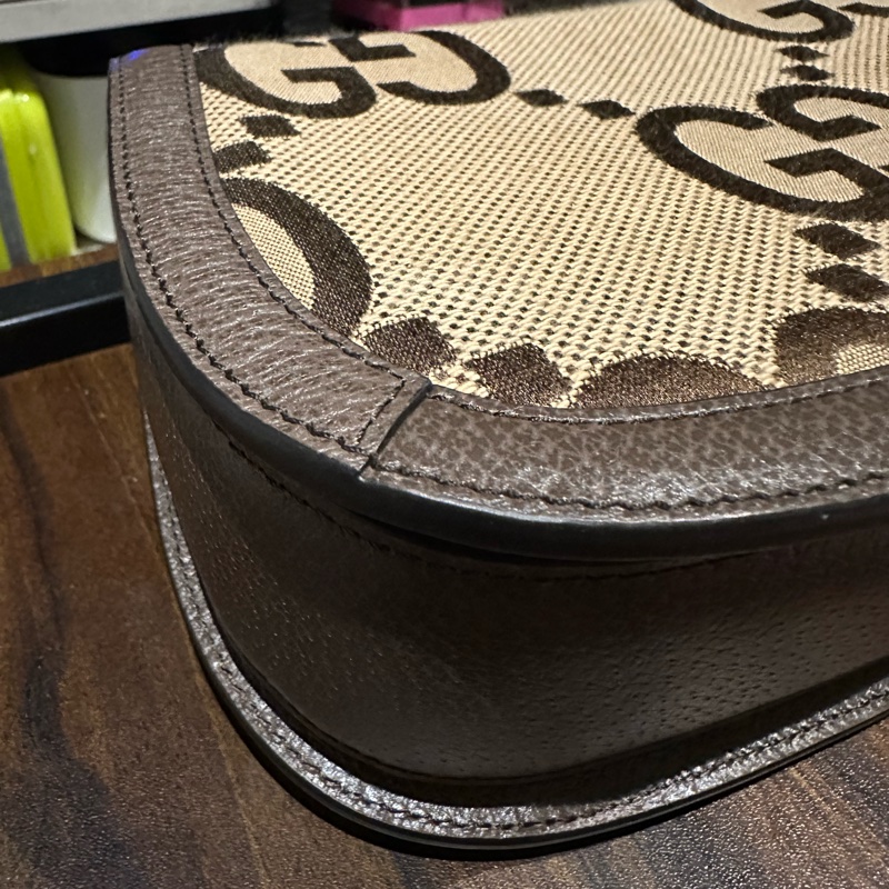 22弄 近全新 GUCCI Bamboo 1947 大標誌 大logo 竹節手提包 兩用 竹節 小包 側背包 斜背包-11
