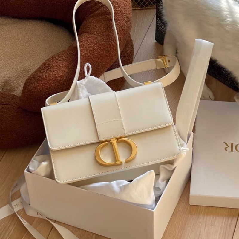 Dior 30 Montaigne 蒙田30 斜背包 奶昔白 金釦-0