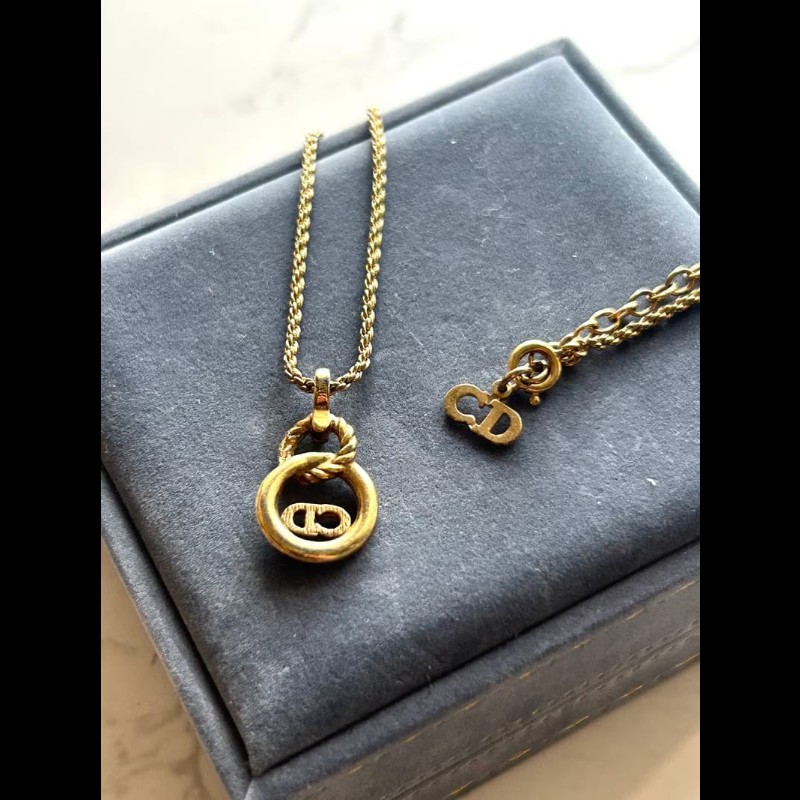 【LA LUNE】中古Dior 金色簡約圓環復古頸鏈 項鏈 首飾飾品 二手 古董 禮物-3