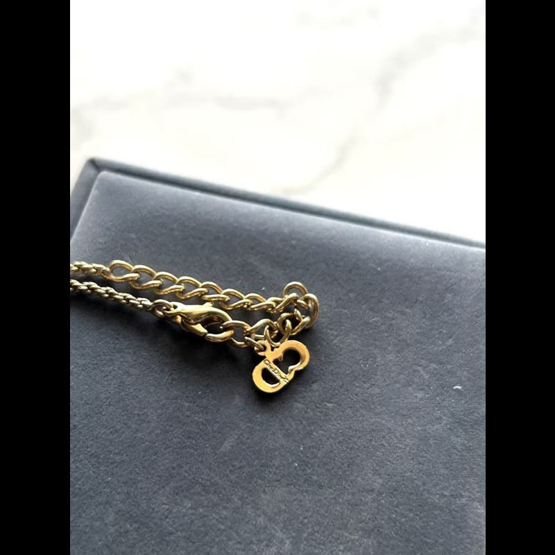 【LA LUNE】中古Dior 金色簡約圓環復古頸鏈 項鏈 首飾飾品 二手 古董 禮物-5
