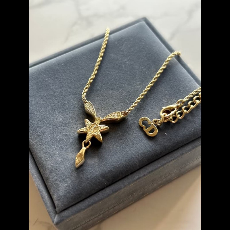 【LA LUNE】中古Dior 金色水鑽六角星復古頸鏈 項鏈 首飾飾品 二手 古董 禮物-6