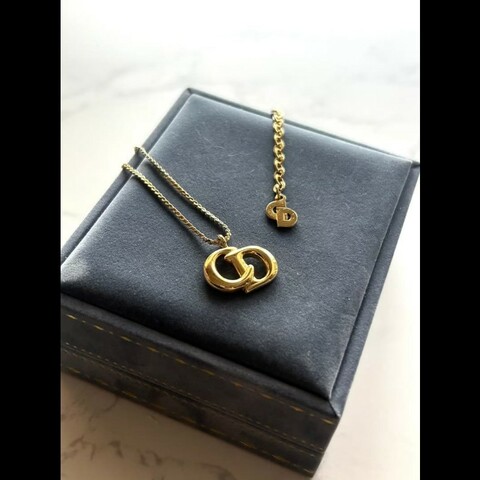 【LA LUNE】中古Dior 金色Logo簡約復古頸鏈 項鏈 首飾飾品 二手 古董 禮物
/