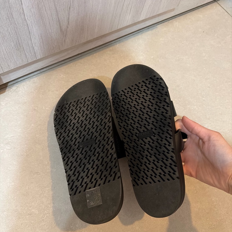   Hermes - Chypre 經典款黑滑牛皮 二舅拖鞋 女版40號-8