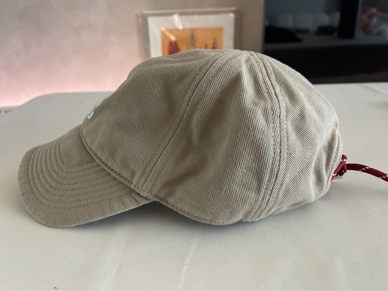 Miu Miu - 米色水洗棉質 登山繩細節 經典款鴨舌帽 L-3