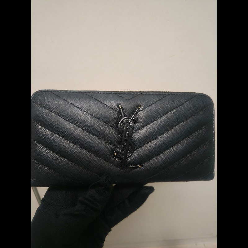 ‼️年前限時特賣‼️(原9800)至1/25⏰㊣✨YSL✨SAINT LAURENT 聖羅蘭 黑金 烤漆 魚子醬 長夾 皮夾 錢包 /二手精品/保證正品🌳二手樹屋🌳-1