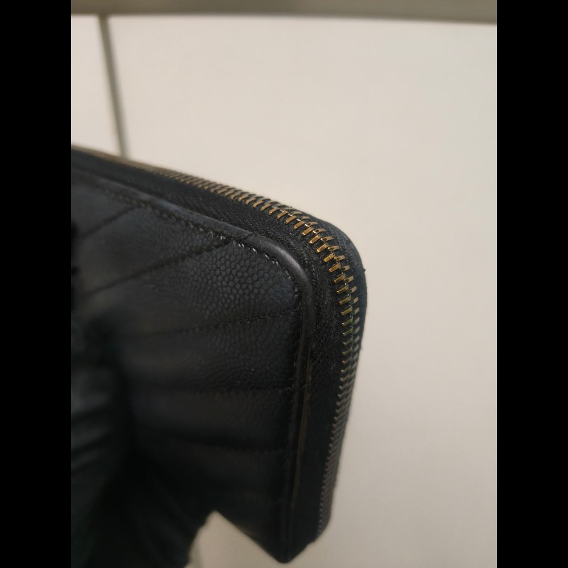 ‼️年前限時特賣‼️(原9800)至1/25⏰㊣✨YSL✨SAINT LAURENT 聖羅蘭 黑金 烤漆 魚子醬 長夾 皮夾 錢包 /二手精品/保證正品🌳二手樹屋🌳-11