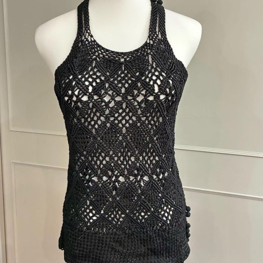 《新歡舊愛》專櫃正品RALPH LAUREN頂級黑標 黑色削肩粗針織上衣 S號-0