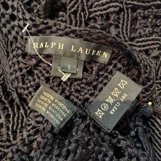 《新歡舊愛》專櫃正品RALPH LAUREN頂級黑標 黑色削肩粗針織上衣 S號-1