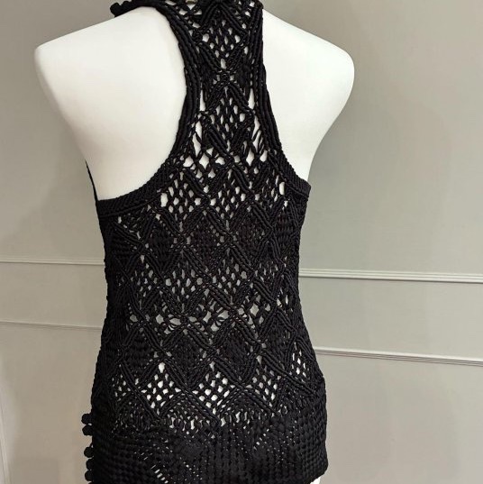 《新歡舊愛》專櫃正品RALPH LAUREN頂級黑標 黑色削肩粗針織上衣 S號-5