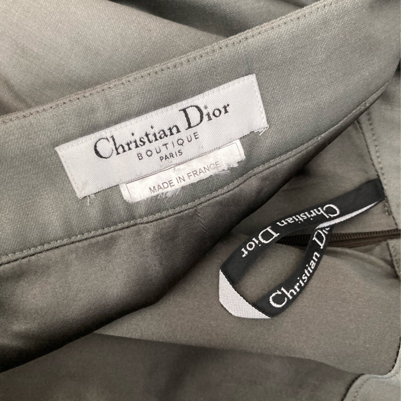 《新歡舊愛》近新正品Dior 迪奧灰綠色薄毛料直版裙-2