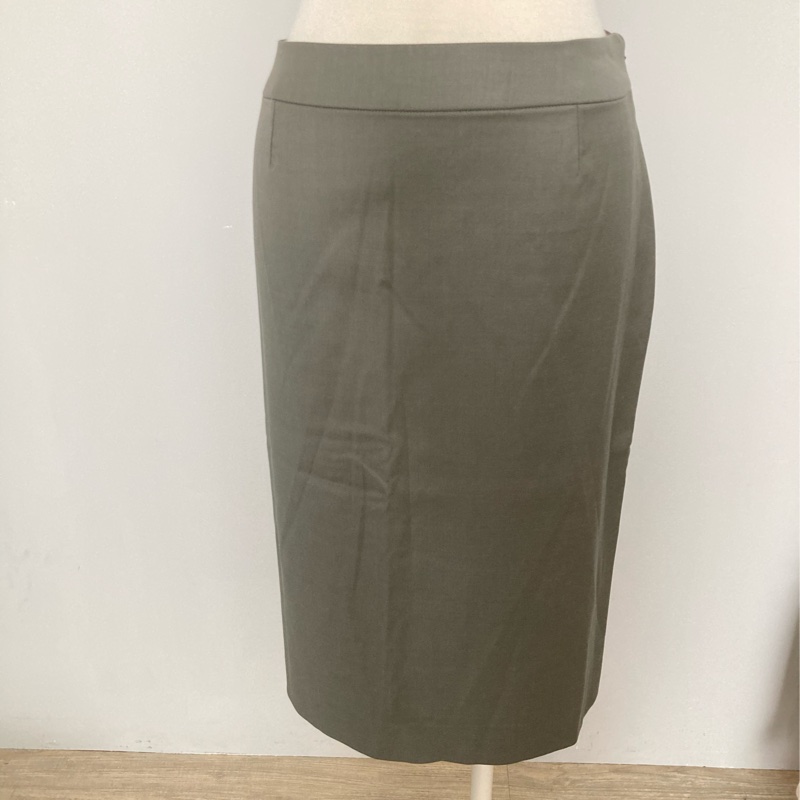 《新歡舊愛》近新正品Dior 迪奧灰綠色薄毛料直版裙-4