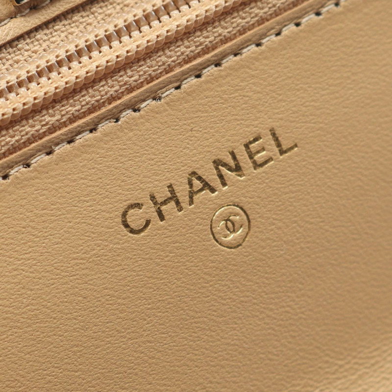 香奈兒 (CHANEL) 女士米色羊皮 CC 絎縫肩背包-3
