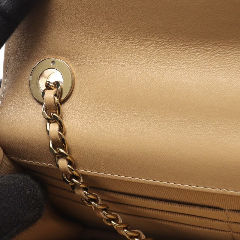 香奈兒 (CHANEL) 女士米色羊皮 CC 絎縫肩背包-5