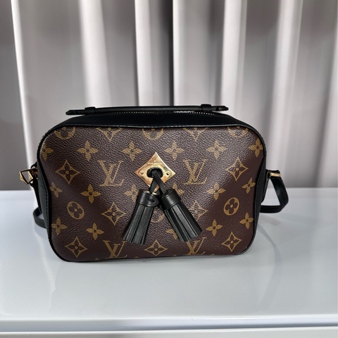 LV Saintonge老花拼黑色牛皮流蘇相機包