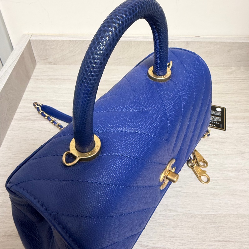 Chanel coco handle 山形紋 限量 寶藍色-1
