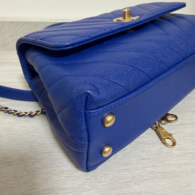 Chanel coco handle 山形紋 限量 寶藍色-2