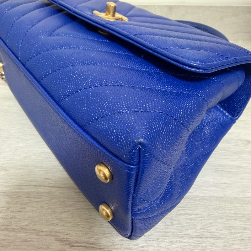 Chanel coco handle 山形紋 限量 寶藍色-4