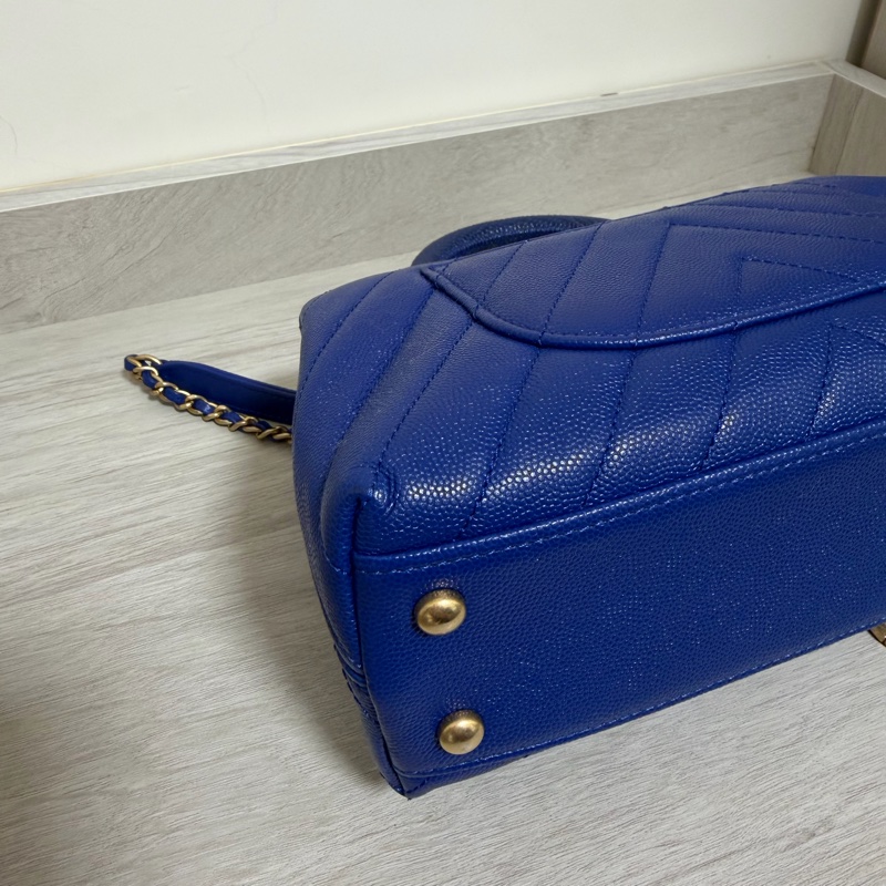 Chanel coco handle 山形紋 限量 寶藍色-6