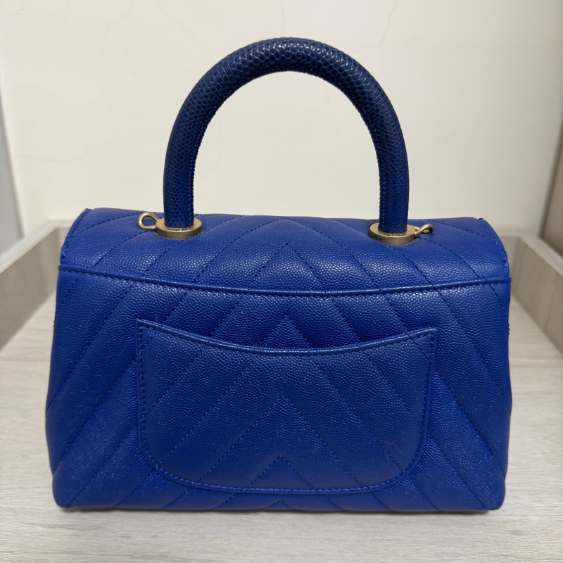 Chanel coco handle 山形紋 限量 寶藍色-7