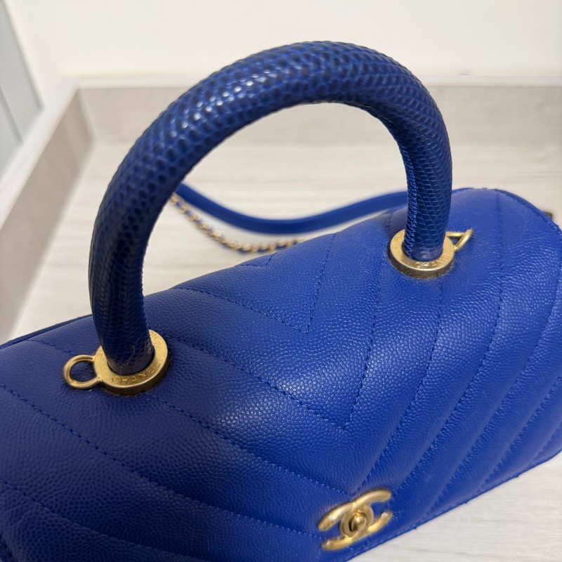 Chanel coco handle 山形紋 限量 寶藍色-8