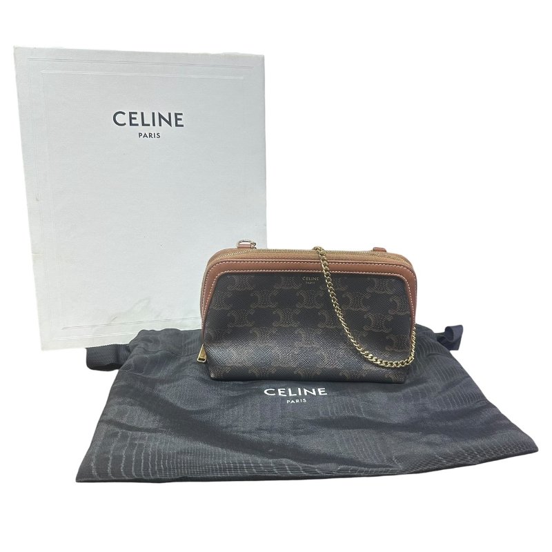 【美收精品】CELINE茶色老花肩背包 4-939-16