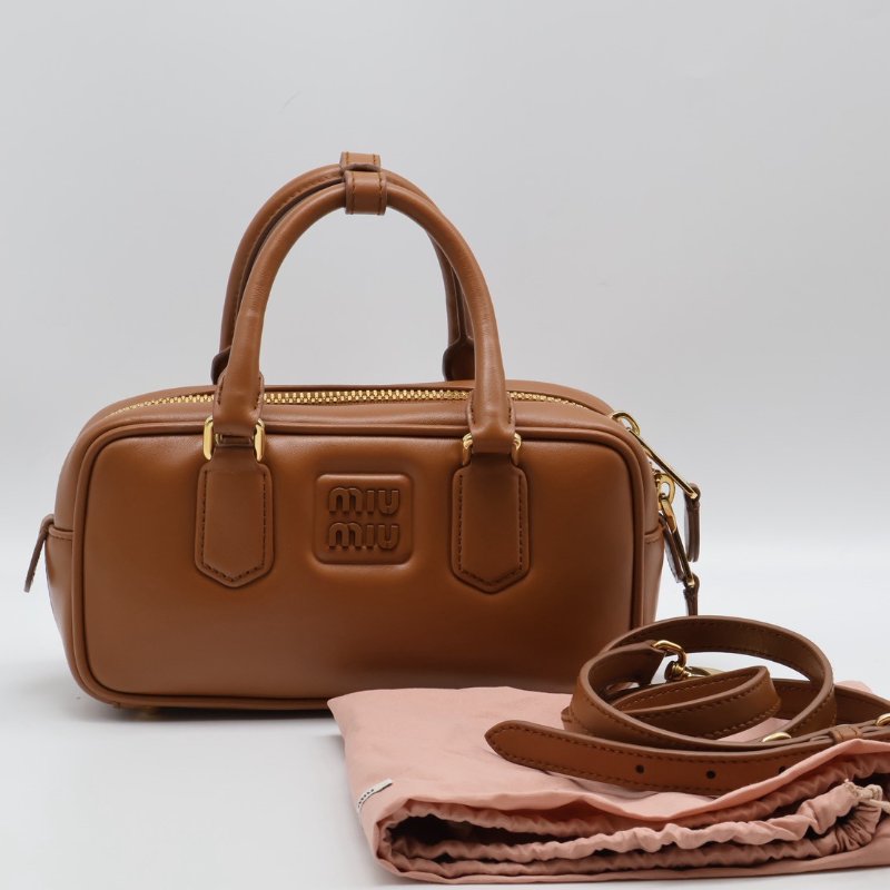 Miu Miu - Arcadie保齡球包 - 小號焦糖棕-13