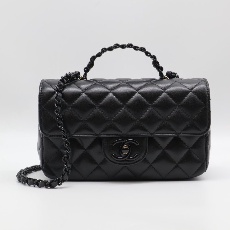 CHANEL 25C漆皮手柄Handle Mini CF - So black-0