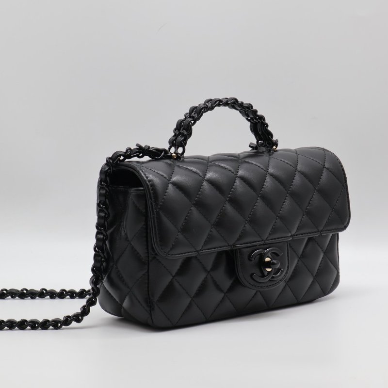 CHANEL 25C漆皮手柄Handle Mini CF - So black-10