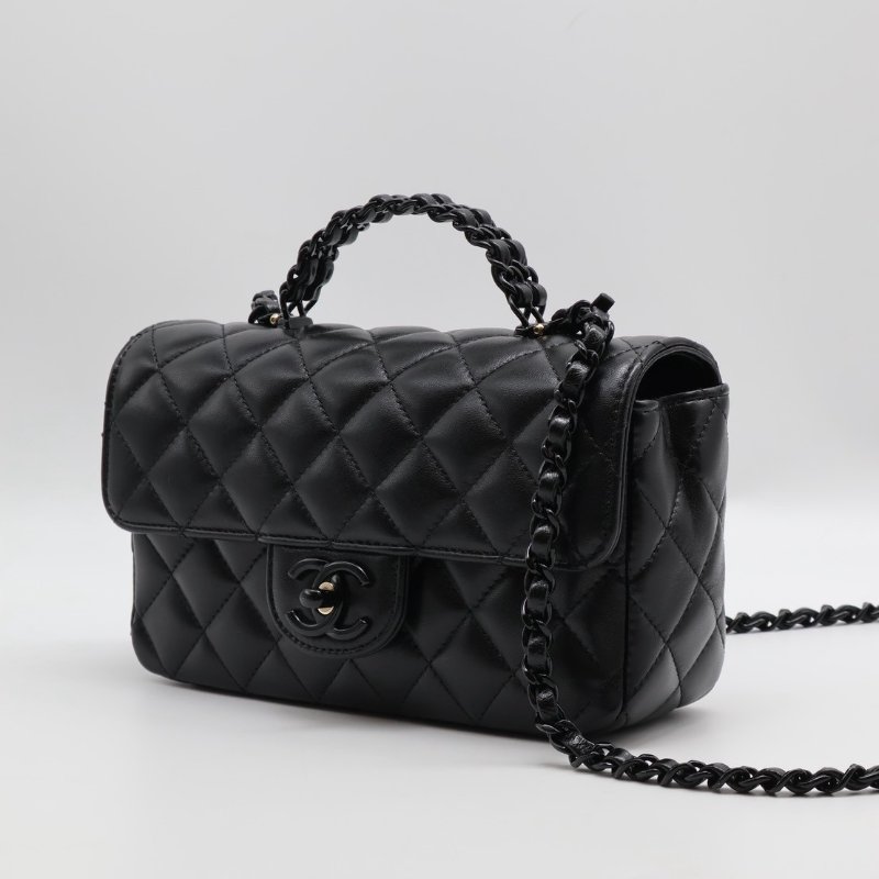 CHANEL 25C漆皮手柄Handle Mini CF - So black-11