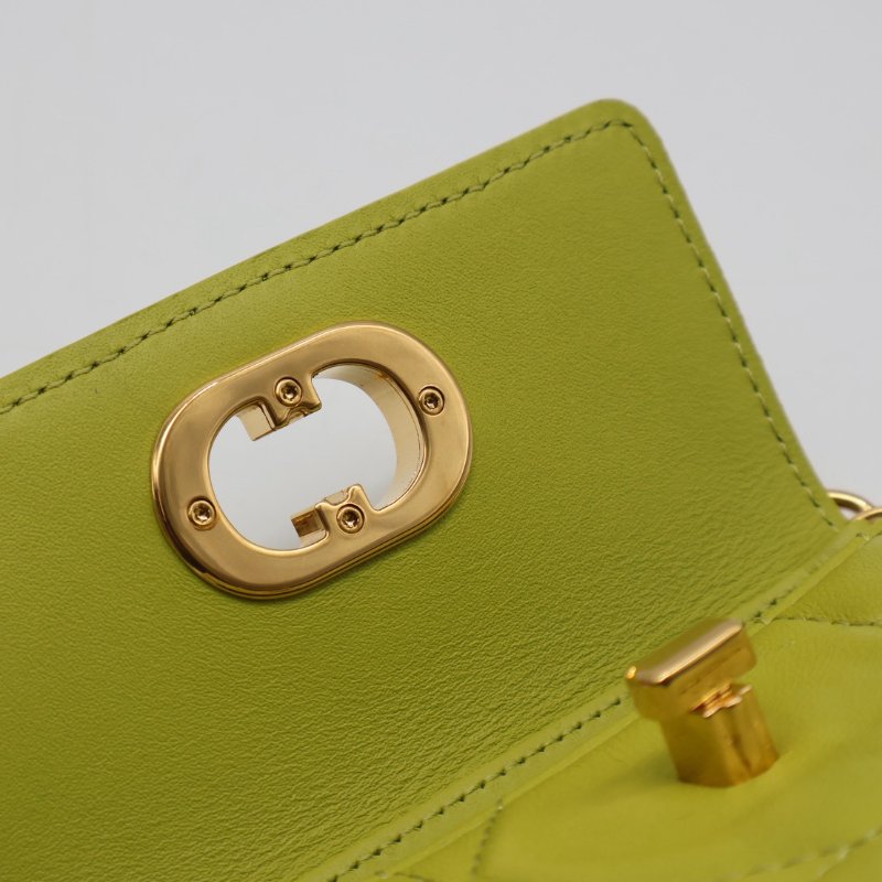 DIOR Caro藤格紋迷你鍊帶小包 - 果綠金-4