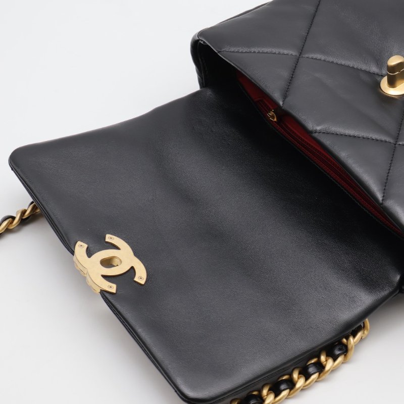 CHANEL 19 Bag 菱格紋羊皮手提肩背包 26 - 黑金-3