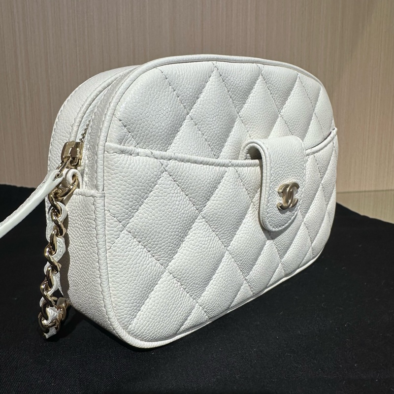 CHANEL香奈兒 菱格皮穿鏈24S雙C斜挎包-1