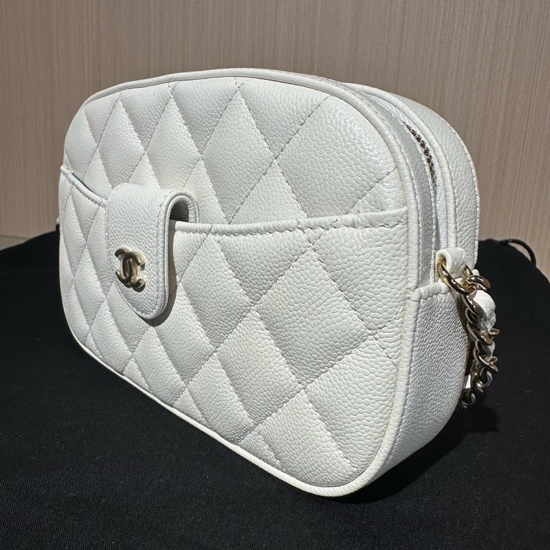 CHANEL香奈兒 菱格皮穿鏈24S雙C斜挎包-2