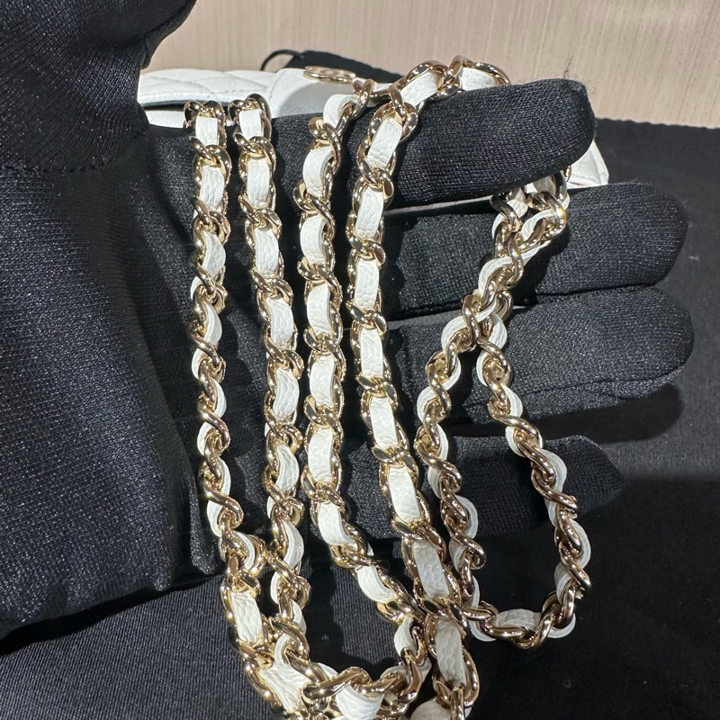 CHANEL香奈兒 菱格皮穿鏈24S雙C斜挎包-9