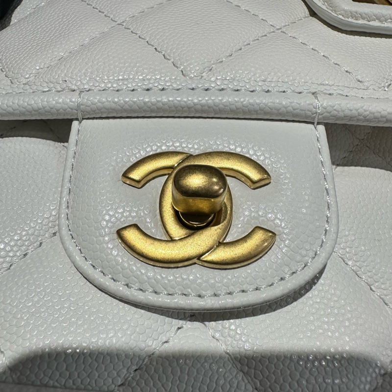 CHANEL香奈兒 22K 顆粒牛皮 郵差包豆腐包斜挎包小號-5