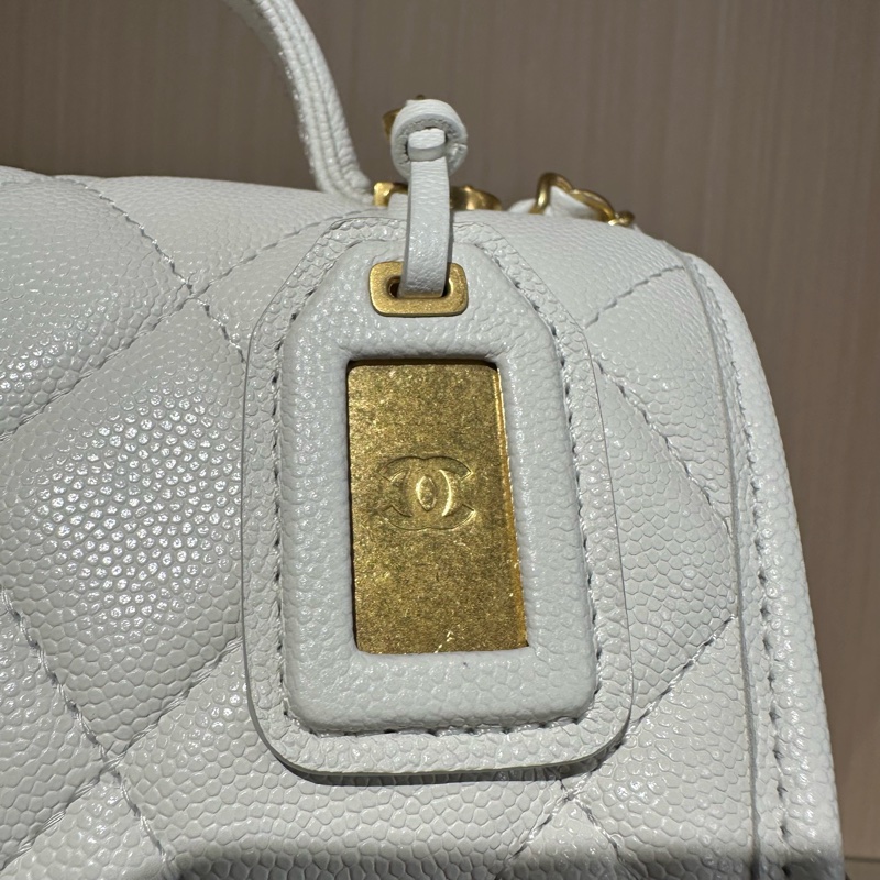 CHANEL香奈兒 22K 顆粒牛皮 郵差包豆腐包斜挎包小號-6
