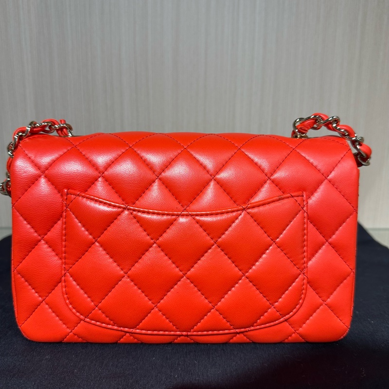 CHANEL 香奈兒  cf  方胖子 紅色菱格紋羊皮-3